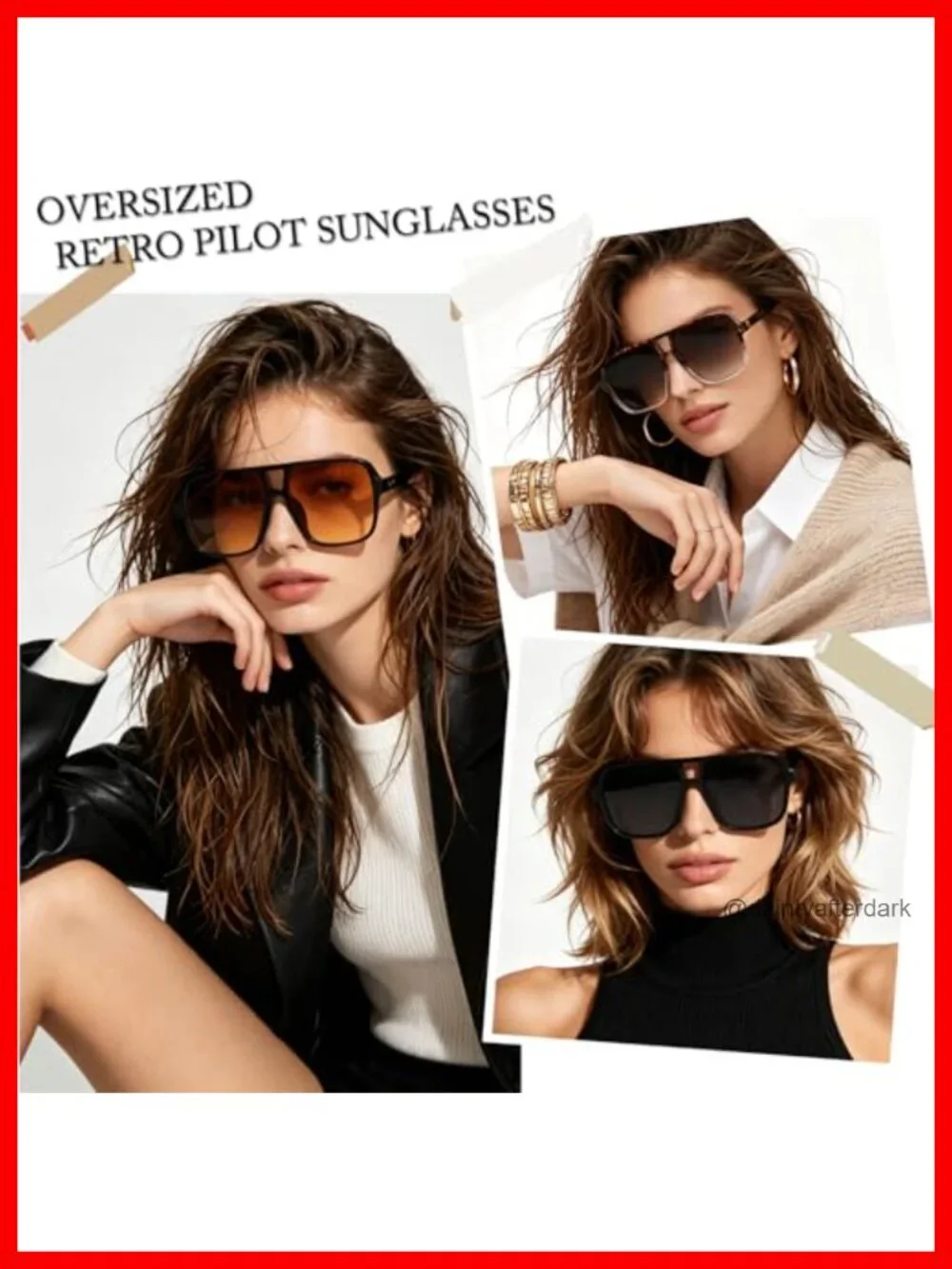Retro Oversized Square Sunglasses Unisex UV400 70s Vintage Pilot Shades